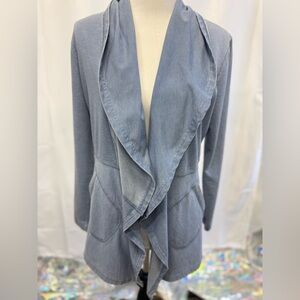 Women’s Té Verde Open Front Draped Cardigan Waterfall Lightweight Jacket Size L